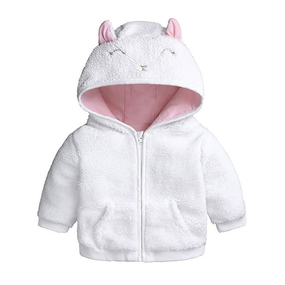 ATAIKU Newborn Baby Girls Infant Boys Cartoon Zipper Fleece Hooded Jacket Coat with Ears Warm Todder Kids Outwear