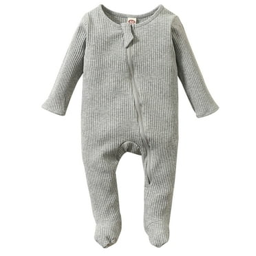 ENFLASH Newborn Zipper Baby One-Piece Footies Pajamas Infant Cotton Sleeper Pjs