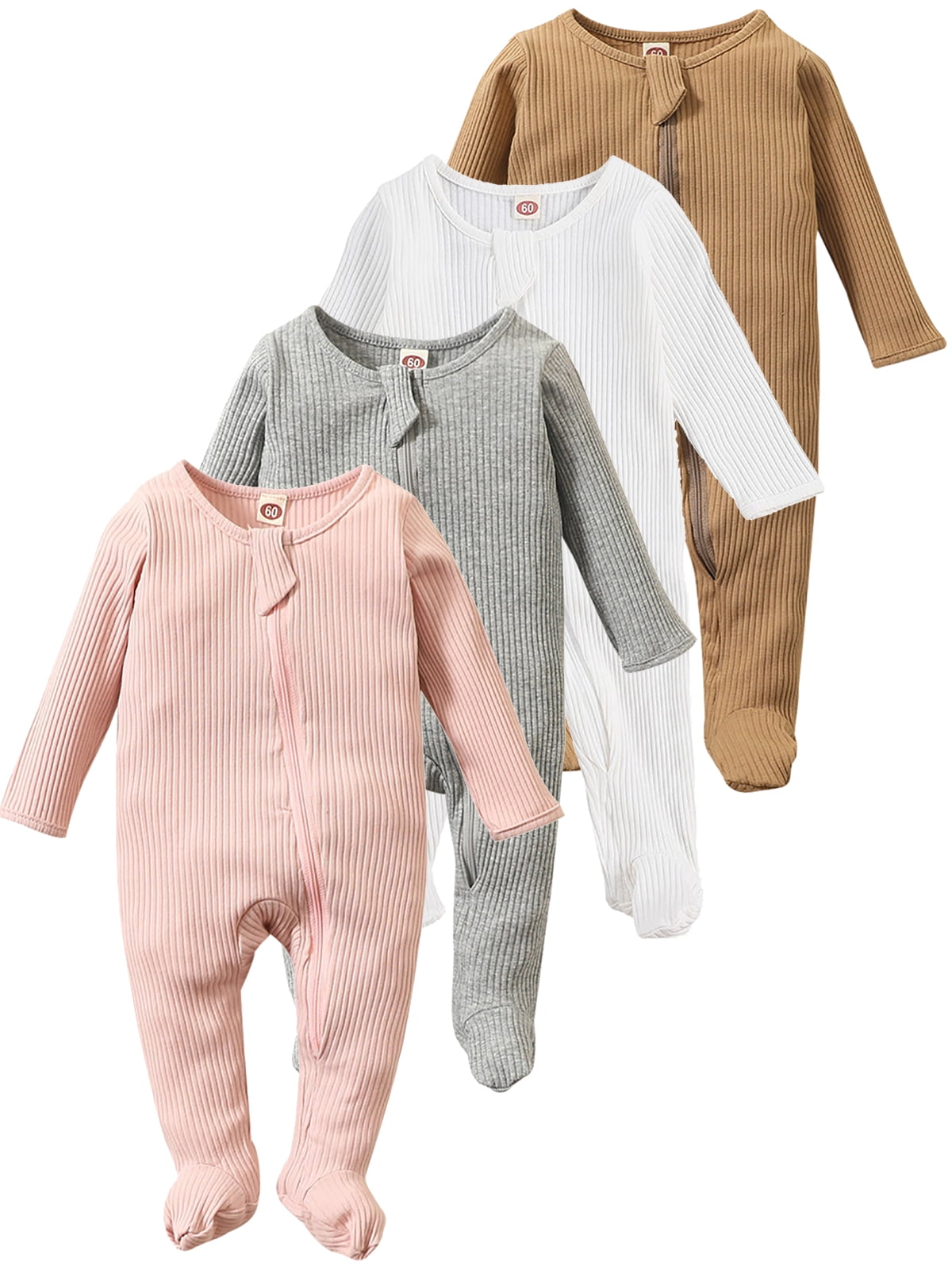 ENFLASH Newborn Zipper Baby OnePiece Footies Pajamas Infant Cotton