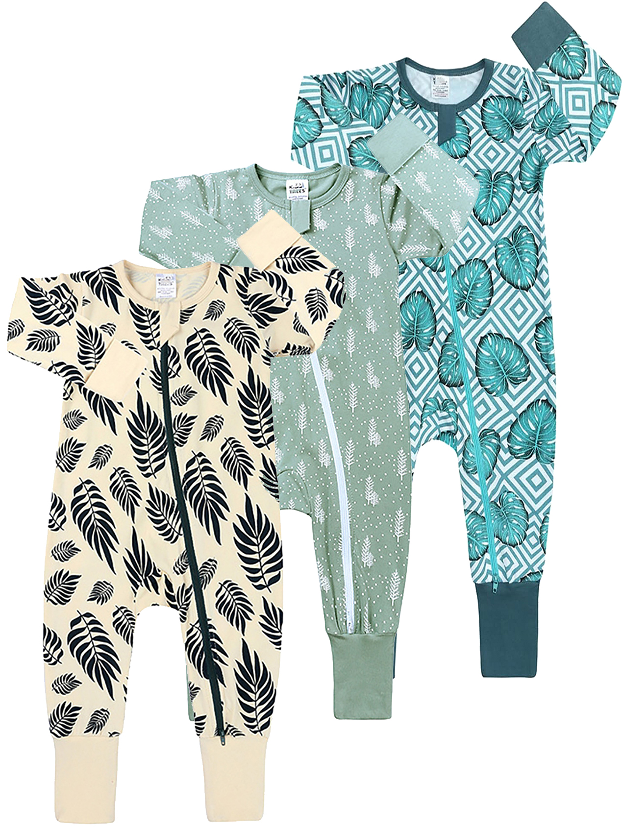 ENFLASH Baby Girls 2 Way Zipper Footless Pajamas Cotton Long Sleeve