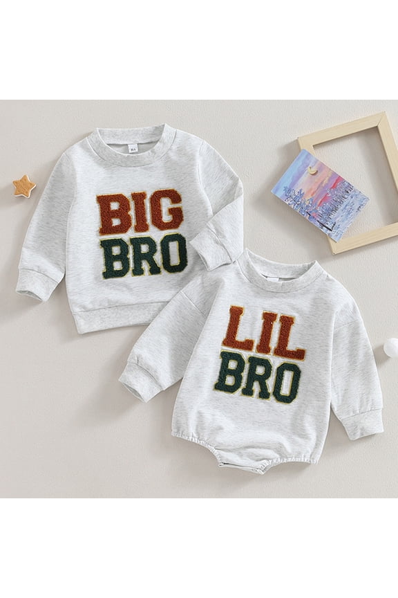 Toddler Baby Boy Bodysuit Brother Matching Sweatshirt Romper Fall Winter Clothes -&nbsp; LIL BRO