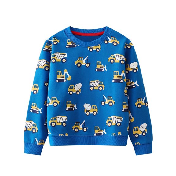 ATAIKU Toddler Boys Excavator Sweatshirts Long Sleeve Sport Pullover Crewneck Tops for Kids