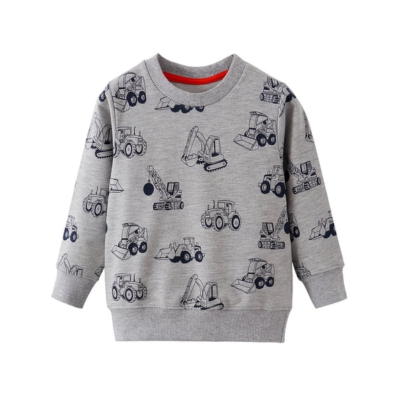 ATAIKU Toddler Boys Excavator Sweatshirts Long Sleeve Sport Pullover Crewneck Tops for Kids