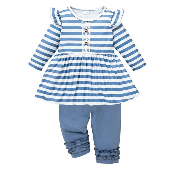 ENFLASH Toddler Girl Clothes Long Sleeves Ruffle Top Leggings Pants Infant Cute Fall Winter Daily Casual Baby Outfits