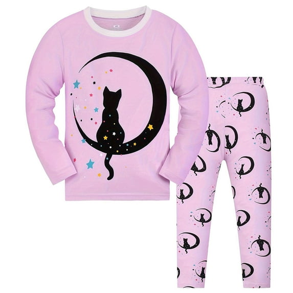 WIBACKER Toddler Girls Pajamas Sets Kids Comfy Pajamas Long Sleeve Cotton PJs Two Piece Kids Sleepwear