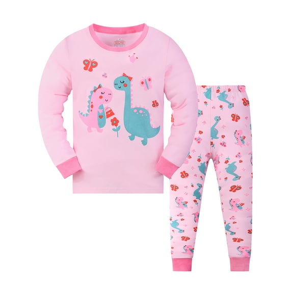 WIBACKER Toddler & Little Girls Cotton Knit Pajama 2-Piece Long Sleeves Pants Pjs Set 2-9 Years