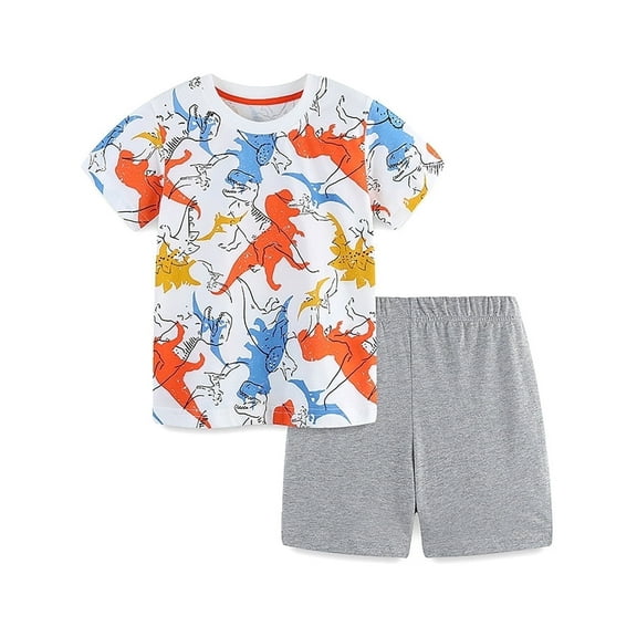 ATAIKU Toddler and Little Boys 2-Piece Pajamas Short Sleeve Tops and Shorts Summer PJ Set Kid Sleepwear - Dinosaur
