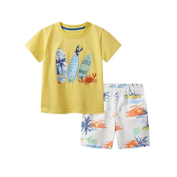 ATAIKU Toddler and Little Boys 2-Piece Pajamas Short Sleeve Tops and Shorts Summer PJ Set Kid Sleepwear - Skate