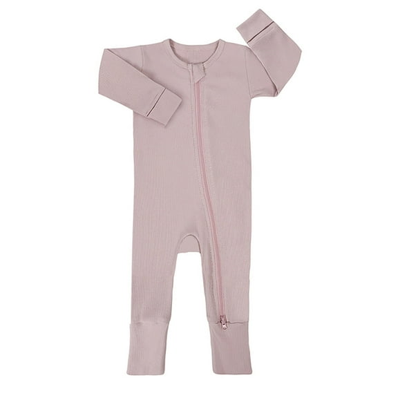 ATAIKU Unisex Baby 2 Way Zipper Footless Pajamas Ribbed Bamboo Viscose Long Sleeve Footed Sleepers Sleep 'N Play
