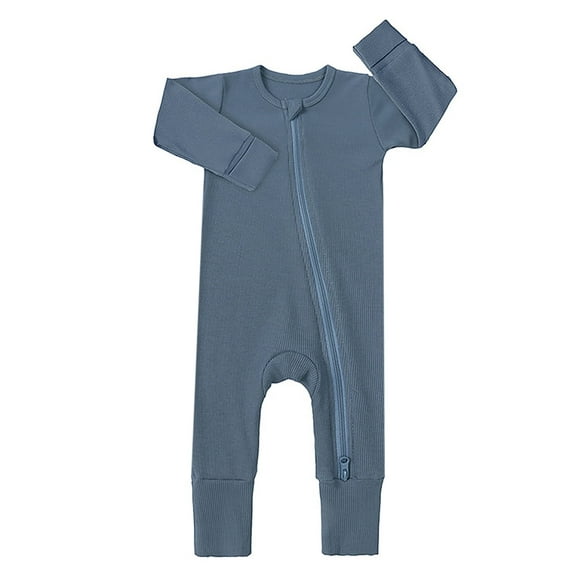 ATAIKU Unisex Baby 2 Way Zipper Footless Pajamas Ribbed Bamboo Viscose Long Sleeve Footed Sleepers Sleep 'N Play