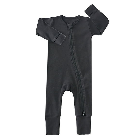 ATAIKU Unisex Baby 2 Way Zipper Footless Pajamas Ribbed Bamboo Viscose Long Sleeve Footed Sleepers Sleep 'N Play