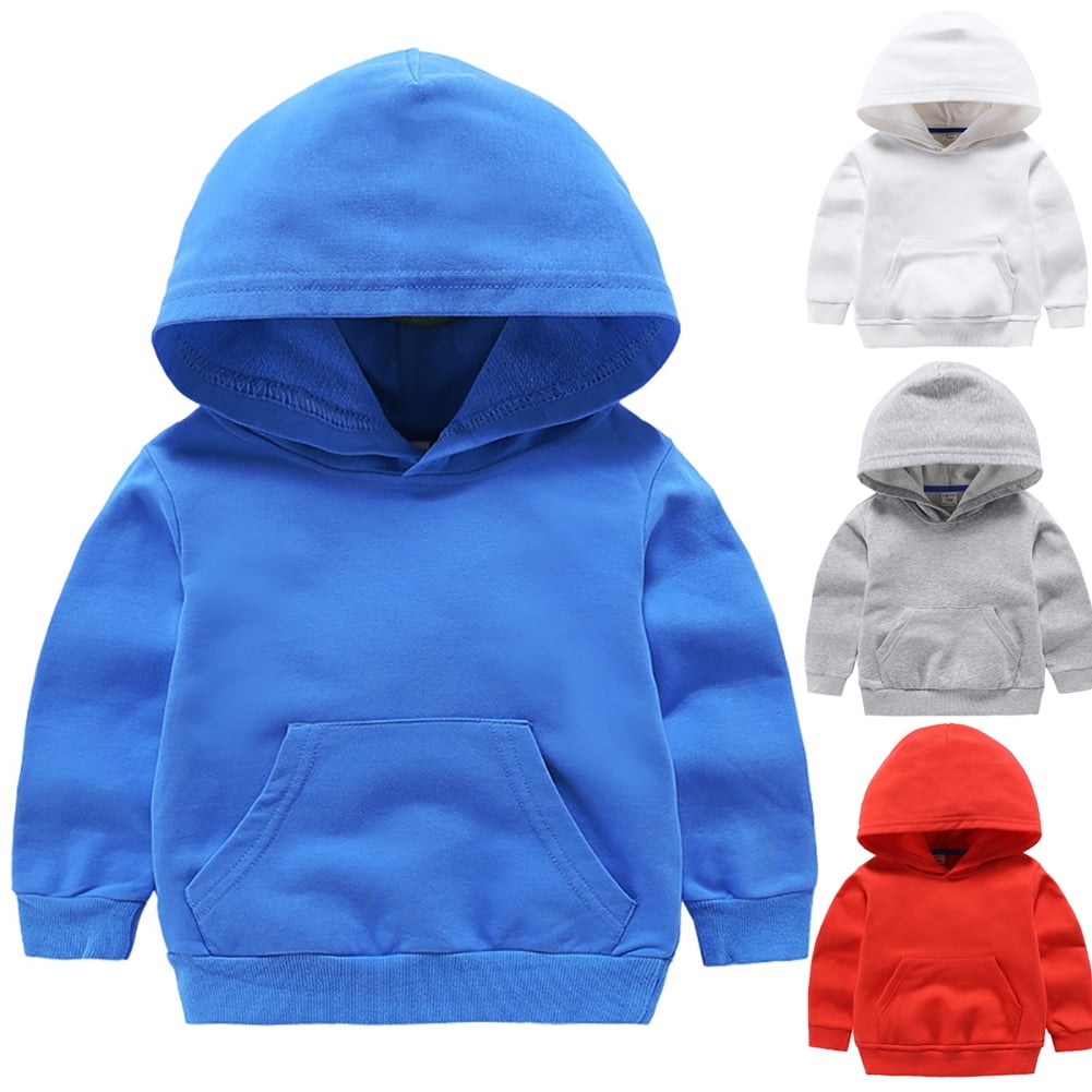 ENFLASH Unisex Kids Solid Classic Sweatshirt Boys Girls Hooded Kangaroo ...