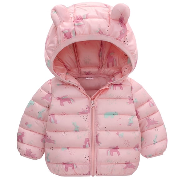 HWJAD Winter Down Coats for Kids Baby Boys Girls Light Puffer Padded Jacket Bear Hoods Toddler Outerwear