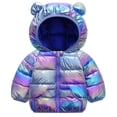 thumbnail image 1 of HWJAD Winter Down Coats for Kids Baby Boys Girls Light Puffer Padded Jacket Bear Hoods Toddler Outerwear, 1 of 6