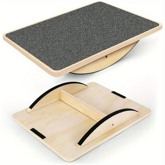 ENFOURCLASS 350LBS Capacity Wooden Balance Board with Anti-Slip Surface - Professional Wobble & Rocker Board for Physical Therapy, Core Training & Standing Desk