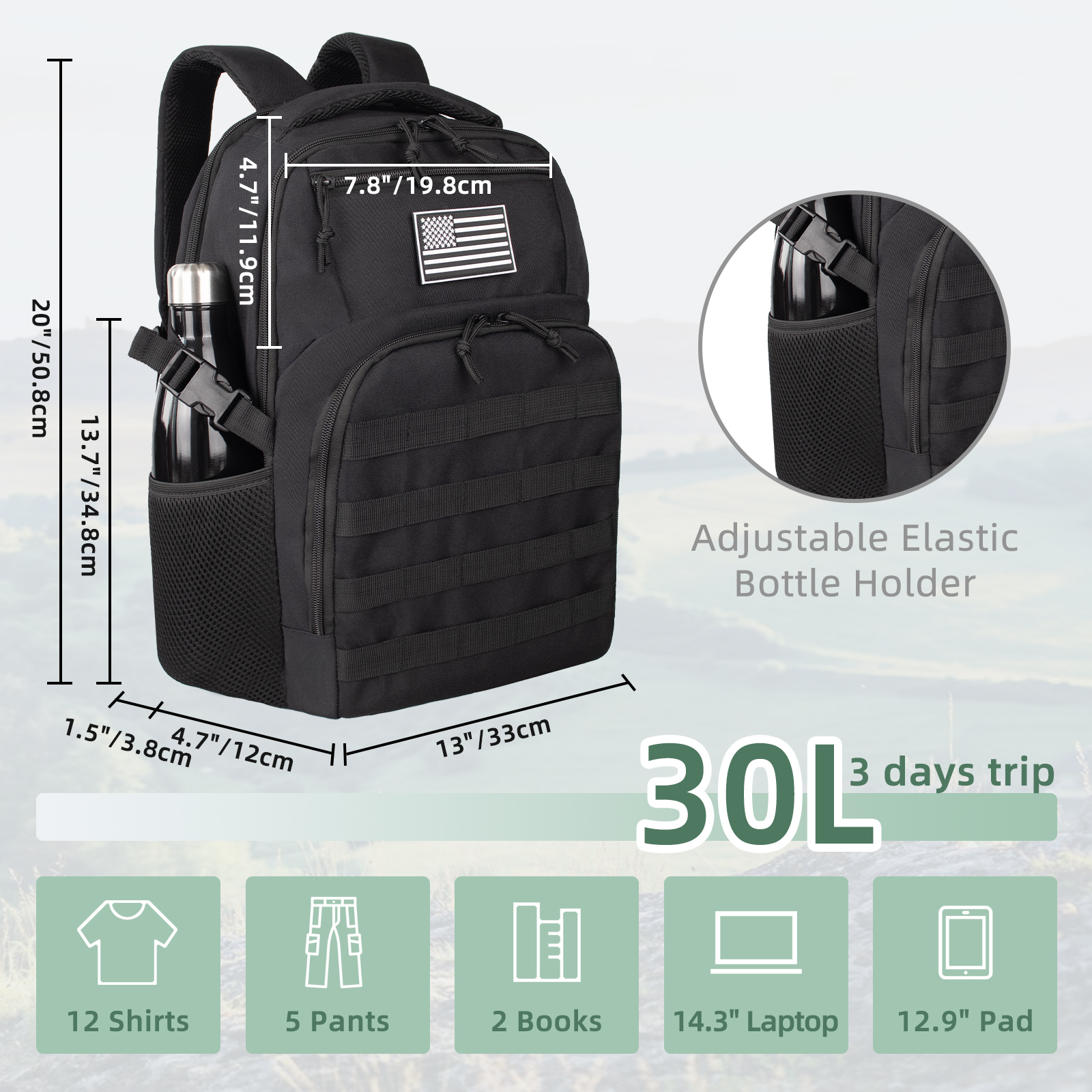 ENFOURCLASS 45L/25L Tactical Backpack – Waterproof Military Style Large ...