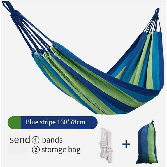 ENFOURCLASS Colorful Striped Portable Camping Hammock (with Storage Bag, Tree Tie & Anti-Tipping Design) - Suitable for Outdoor Camping