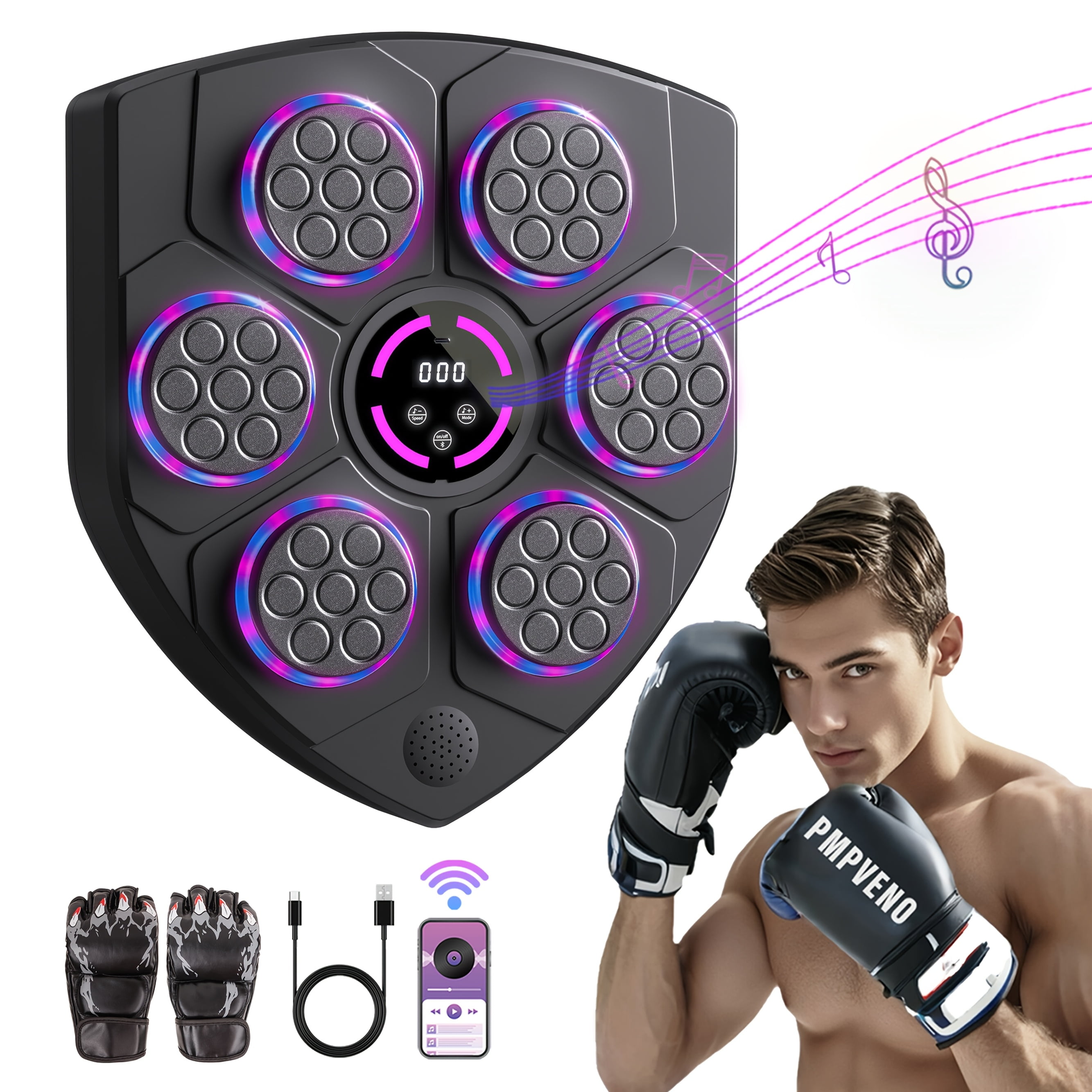 Machine Boxing ENFOURCLASS Smart Wall-Mount Music Boxing Machine with Gloves for Home ...
