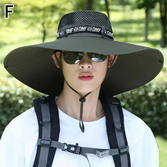 ENFOURCLASS UPF50+ Large Brim Mesh Sun Hat - Breathable Fishing Beach Hiking Hat with Neck Flap