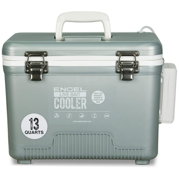 ENGEL 13 Qt Live Bait Pro Cooler with Rechargeable Aerator - Silver 13 Qt
