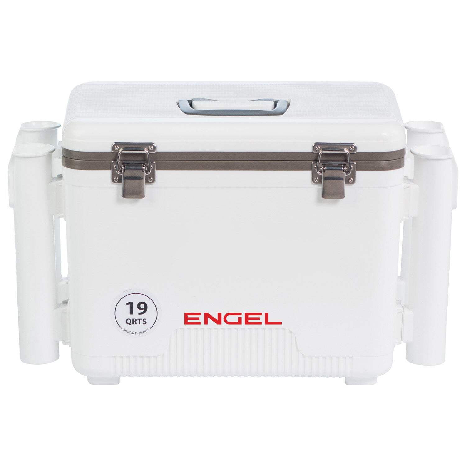 ENGEL 19 Qt Leak-Proof Insulated Drybox Cooler with 4 Rod Holders - White