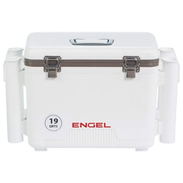 ENGEL 19 Qt Leak-Proof Insulated Drybox Cooler with 4 Rod Holders - White