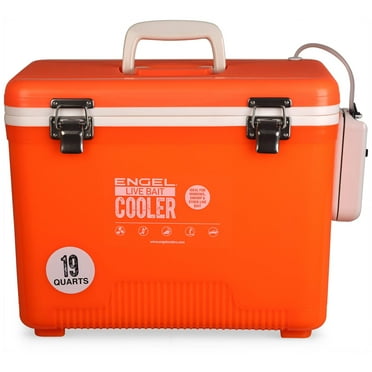 ENGEL 19 Qt Live Bait Cooler with 2-Speed Portable Aerator Pump - Orange