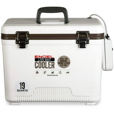 Engel 19qt Live Bait Drybox/Cooler w/ 2 Speed Aerator Pump and Net White (2025)