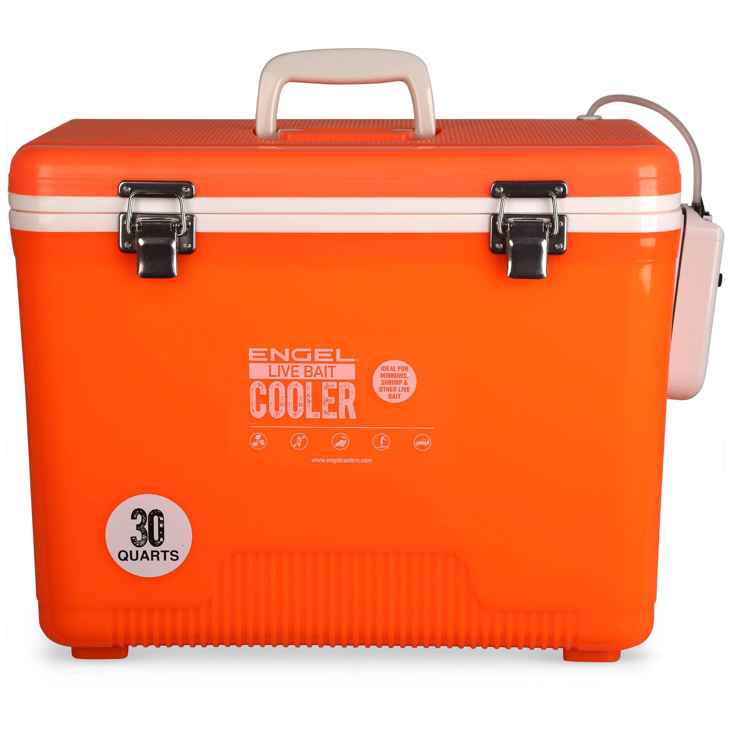 ENGEL 30 Qt Live Bait Cooler with 2-Speed Portable Aerator Pump - Orange