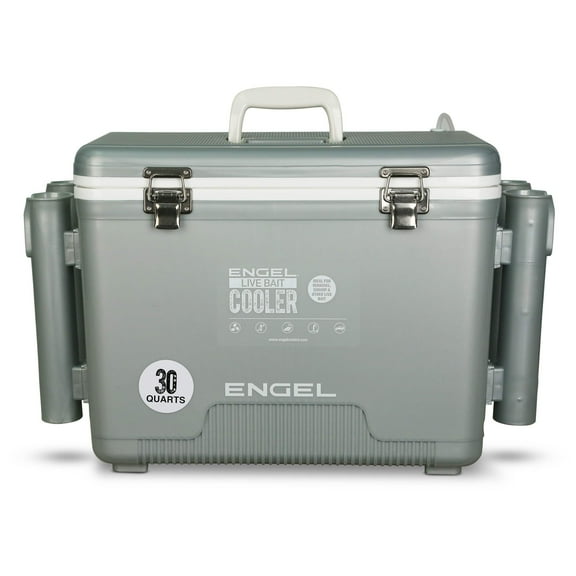 ENGEL 30 Qt Live Bait Pro Cooler with Rechargeable Aerator - Silver 30 Qt
