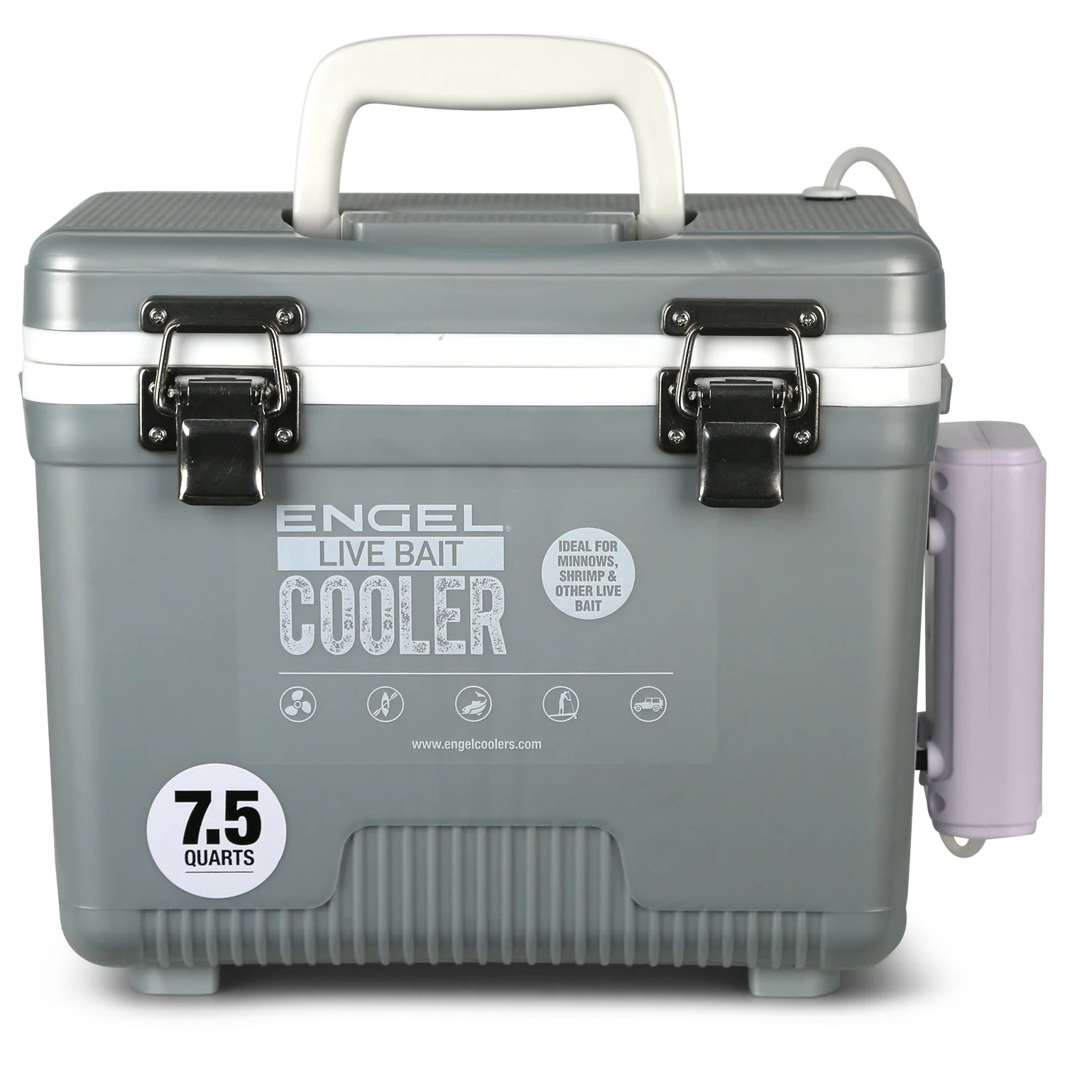 ENGEL 7.5 Qt Live Bait Pro Cooler with Rechargeable Aerator Silver 7.