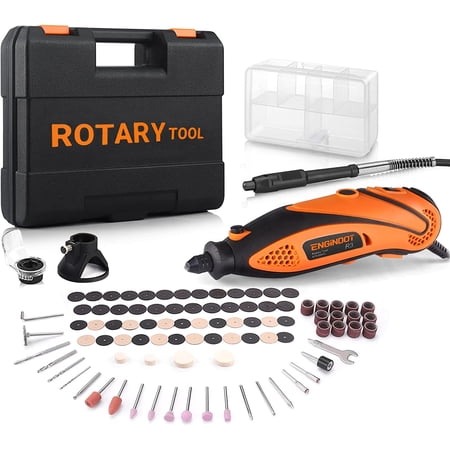 ENGINDOT Rotary Tool Kit, 6 Variable Speed, 3 Attachments, Carrying Case, DIY Crafts, Orange