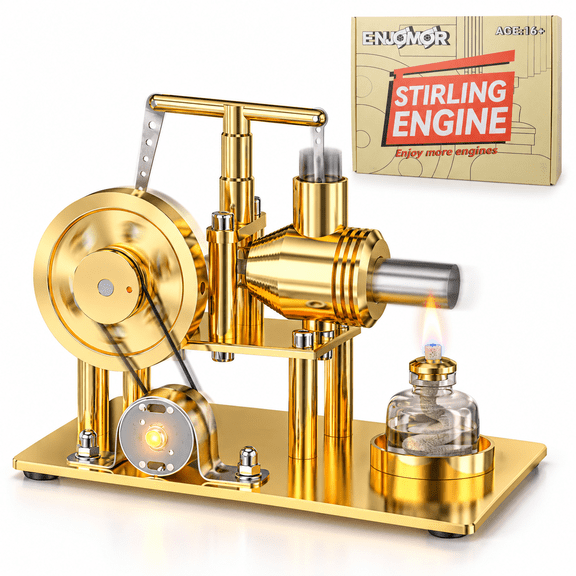 ENGINEDIY Metal Stirling Engine Assembly Kit with Balance Beam and Generator for Physics Demonstrations