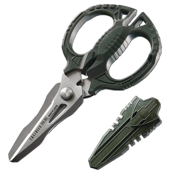 ENGINEER 6.3" Heavy Duty Multipurpose Scissors 4-in-1 Combination Blades. Made in Japan. Cuts Carpet, Leather, Copper Wire, Insulated Cable, Cords, Rope & More. PH-55