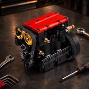 ENGINEKIT F2 7.5cc Twin-Cylinder 4-Stroke Gasoline Water-Cooled Real Working Mini Engine Model Kit