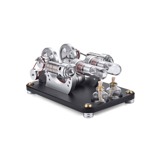 ENGINEKIT M16-22-D Stirling Two Cylinder Engine High Temperature Stirling Engine Model for Science Enthusiasts & Education