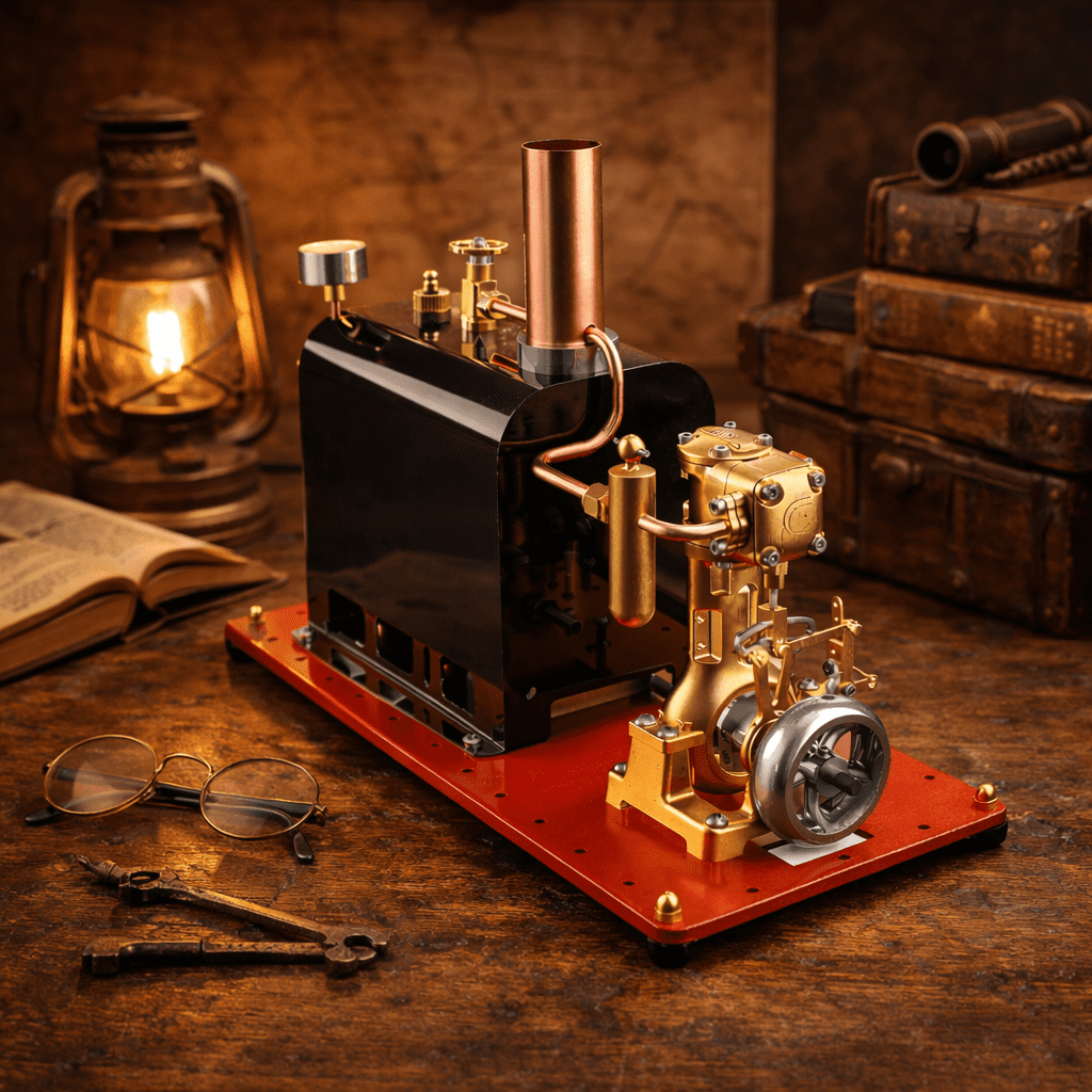ENGINEKIT Mini Reversible Live Steam DIY Engine Model Kit with Boiler ...