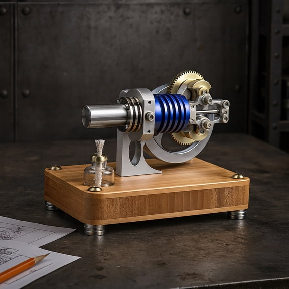ENGINEKIT Stirling Single-Cylinder Generator Engine Model Kit for Science Experiments and Enthusiasts