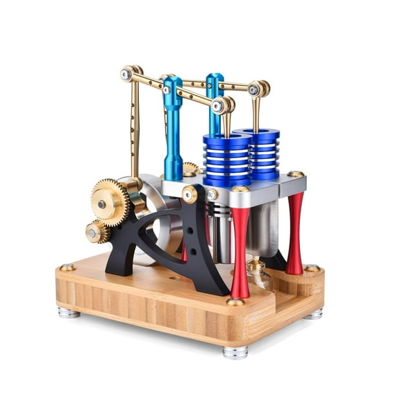 ENGINEKIT Stirling Two-Cylinder Engine Model Engine Model Kit for Science Enthusiasts & Education - Build Your Own Engine