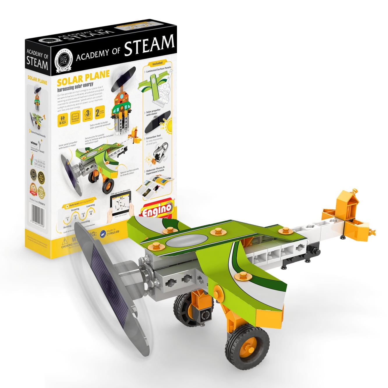 ENGINO Academy of Steam Toys,Solar Plane: Harnessing Solar Energy - STEM Building Toy and Learning Activities and Experiments (2 Model Options)