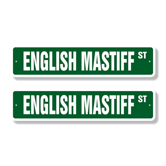 ENGLISH MASTIFF Classic Street Sign (2 Pack) dog pet breeder groomer pet Road Sign | 6" X 24" Plastic Address Sign