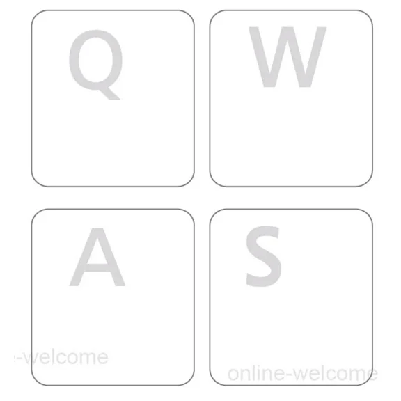 ENGLISH US KEYBOARD STICKER LABEL FOR COMPUTER LAPTOP WHITE LETTERS TRANSPARENT