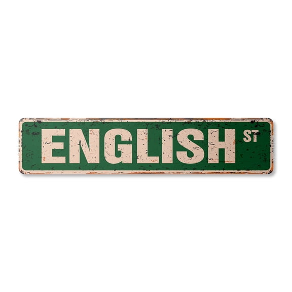 ENGLISH Vintage Aluminum Street Sign teacher professor college school retirement rustic metal tin | Indoor/Outdoor | 18" Wide