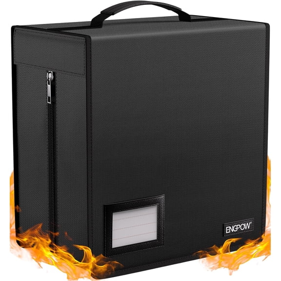 ENGPOW Fireproof CD Case, CD/DVD Storage Box,400 Capacity Binder DVD Holder with Zippers, Portable Large Card Media Wallet Organizer Safe for Home Office Travel Car,Black,12.2"x11.8"x7.1"