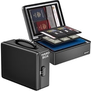ENGPOW Fireproof Document Box, Hard Case File Box with Fireproof Zipper Lock, 6400 F Heat Insulated Fire and Water Resistant Portable File Organizer Storage Home Safe for Documents Laptop Cash Black