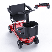 ENGWE 4 Wheel Mobility Scooter for Adults Seniors - Ease 2 Pro Luxury 24V 16A Li-ion Battery Lightweight 42.6lb Compact Folding Portable to Travel 270W Motor, Headlight Basket, Single Battery-Red
