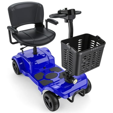 ENGWE 4 Wheels Folding Mobility Scooter with Basket，Electric Powered Travel Wheelchair for Elderly，264lbs for Adult,Blue