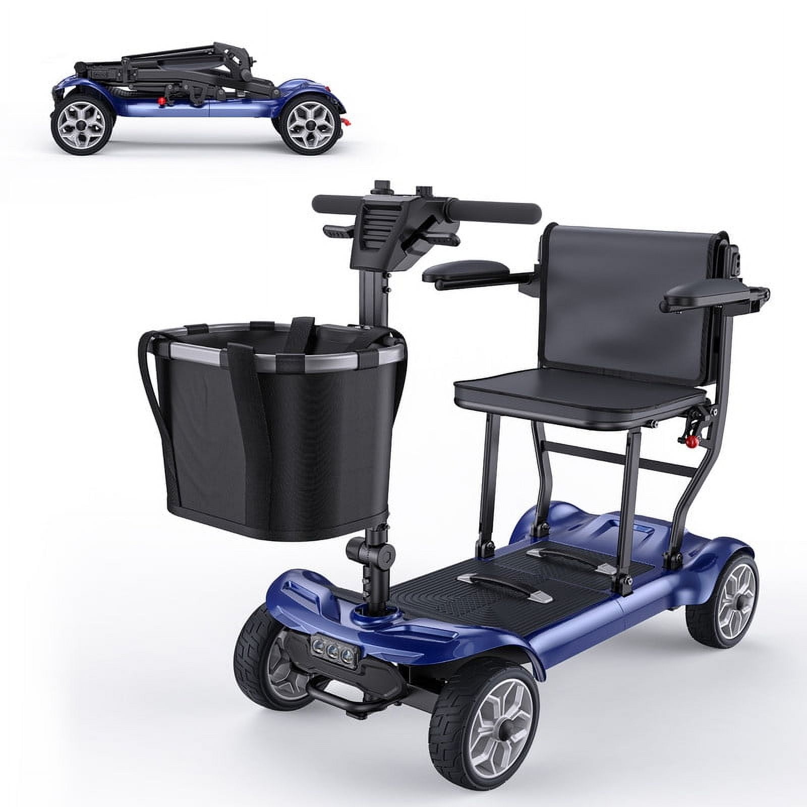 ENGWE 4 Wheel Electric Mobility Scooter for Seniors & Adults Foldable Lightweight Mobility Scooter with Removable Dual Battery 20 Miles Long Range Electric Scooter Powered Wheelchiar for Travel Blue