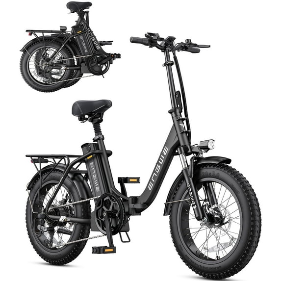 ENGWE L20 2.0 750W Folding Electric Bike for Adults Women 20*3.0 Fat Tire Step Thru Ebike 28MPH 75N.m Torque Urban Commuter 52V13Ah 68Miles Long Range E Bike 7 Speed Gear Black No Front Basket