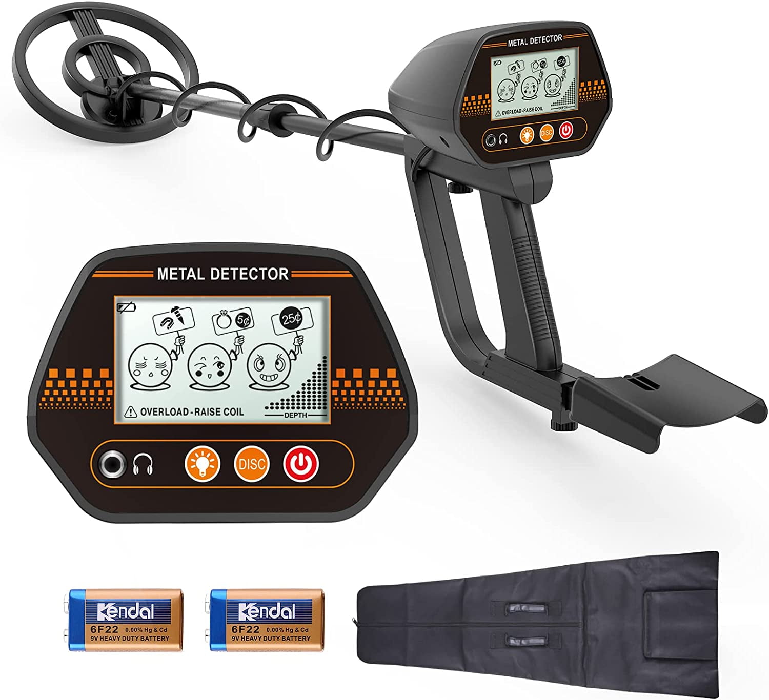 ENGiNDOT Metal Detector 24"-35" Adjustable Stem, All Metal Mode & Discrimination Metal Detector for kids, 7.8" High Accuracy Waterproof Coil with LCD Display | MMD02